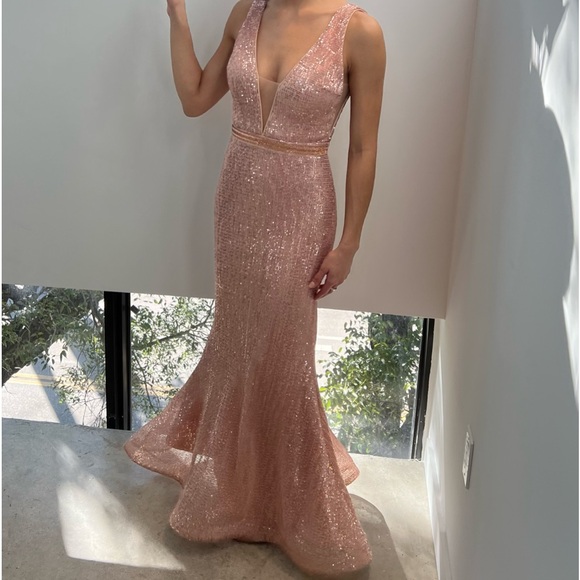 Jovani | Dresses | Jovani Sequin Rose Gold Gown | Poshmark
